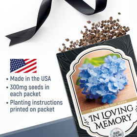 Back poem on Vimtoba seed packet with comforting message for attendees