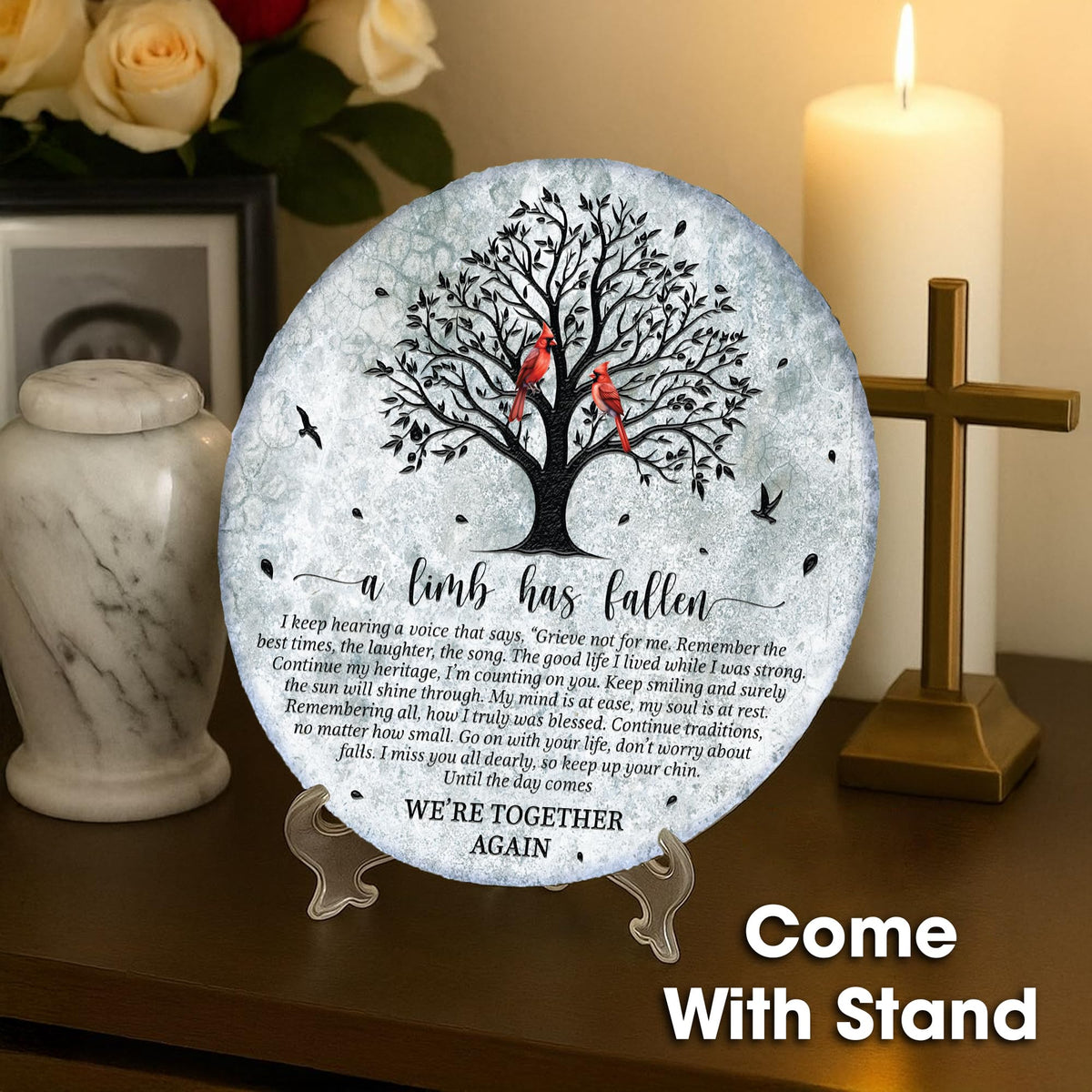 VINARTSVN memorial stone stand, sturdy acrylic display for indoor or outdoor placement