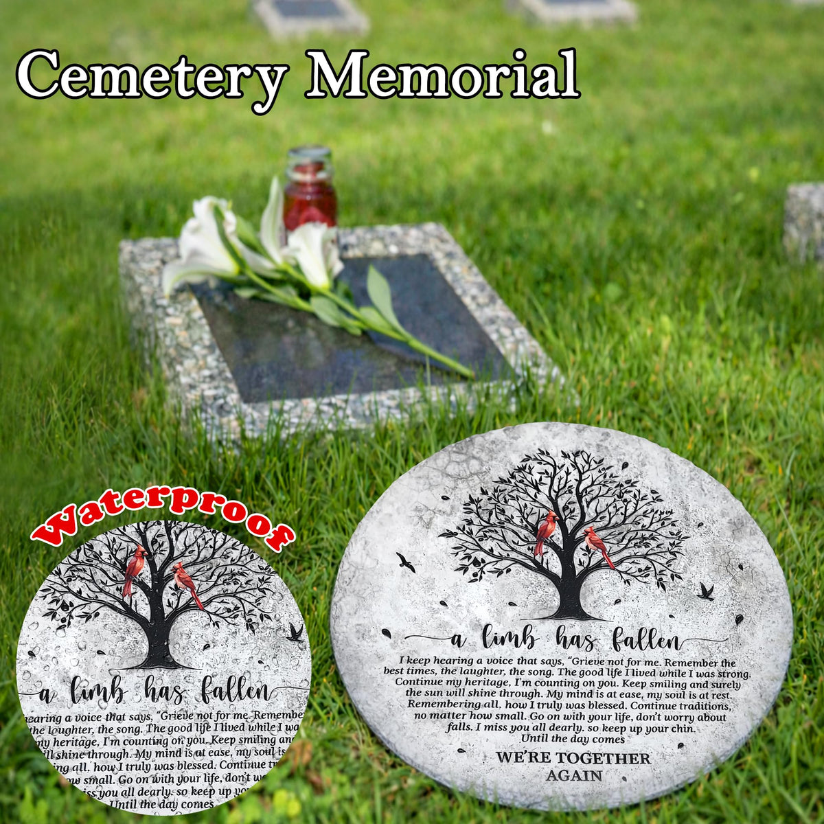 VINARTSVN sunflower writable card for personalized tribute near the memorial stone