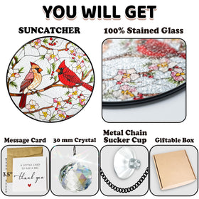 Vinatimes cherry blossom design cardinal suncatcher adds color to decor