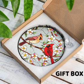 Vinatimes gift-ready packaging for the cardinal suncatcher