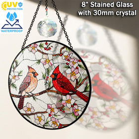 Vinatimes cardinal window hanging crystal catching sunlight