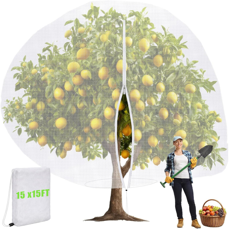 Vincreem fruit tree netting covers a tree, protecting fruit from pests while staying breathable.