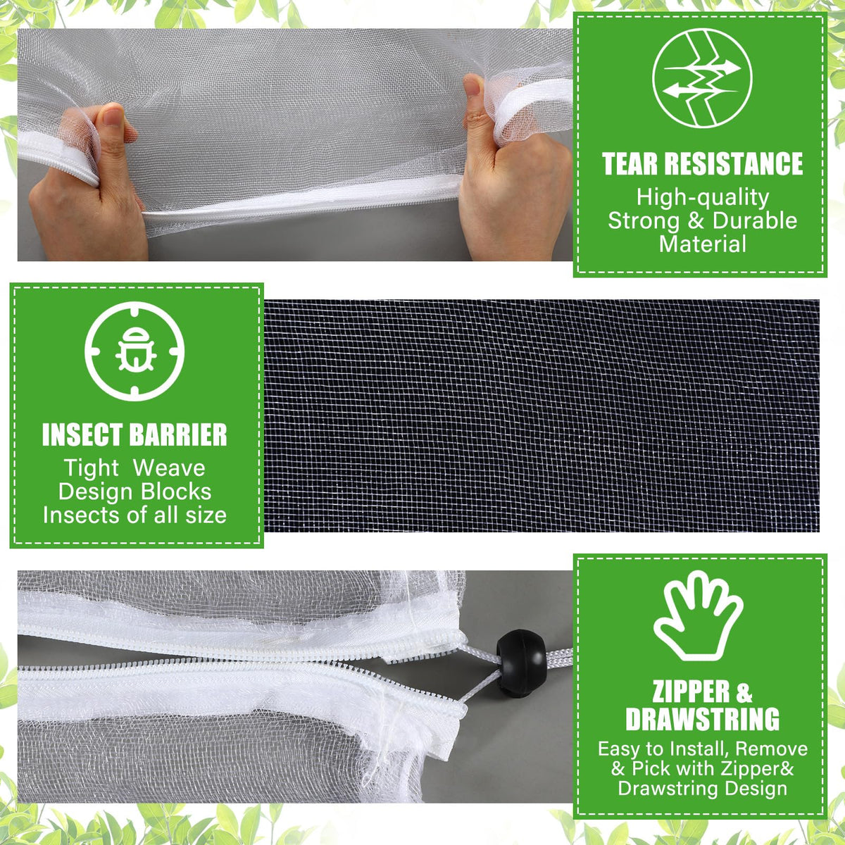 Vincreem air-permeable mesh allows light and water to reach plants while shielding fruit.