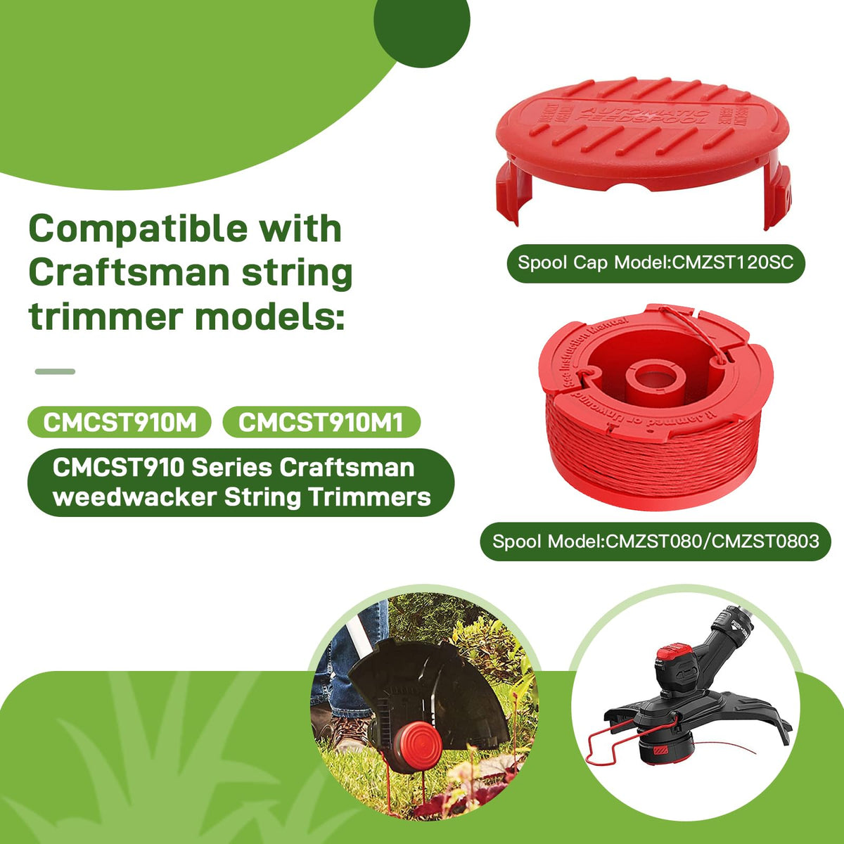 VineHii CMZST0803 spool line pre wound 20 ft of durable nylon