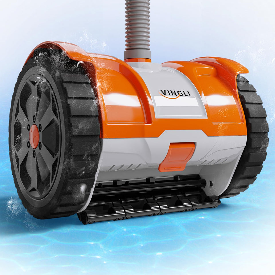 VINGLI automatic suction-side pool cleaner on the pool floor for thorough cleaning.
