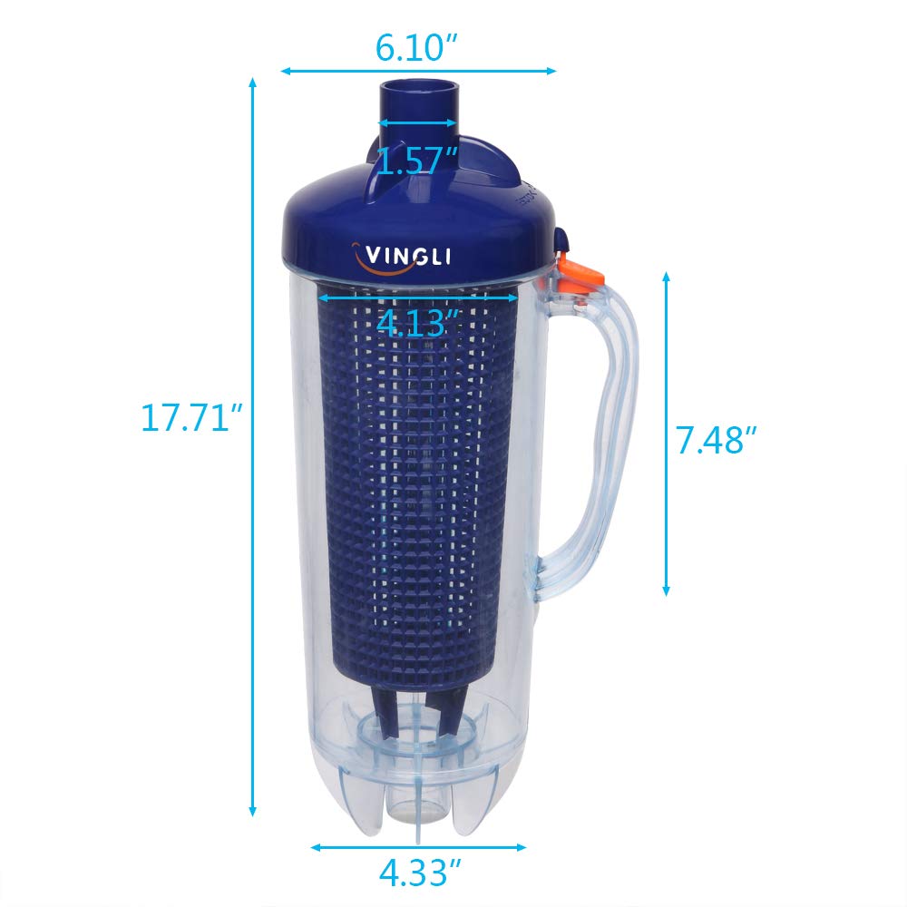 VINGLI easy-access lid design simplifies emptying the debris basket after each use.