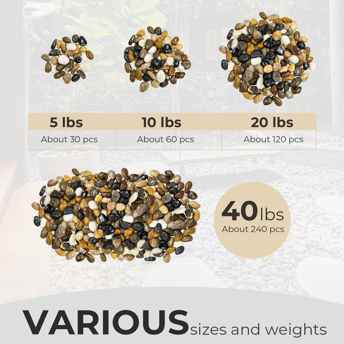 VINICS polished decorative stones for vases and centerpieces