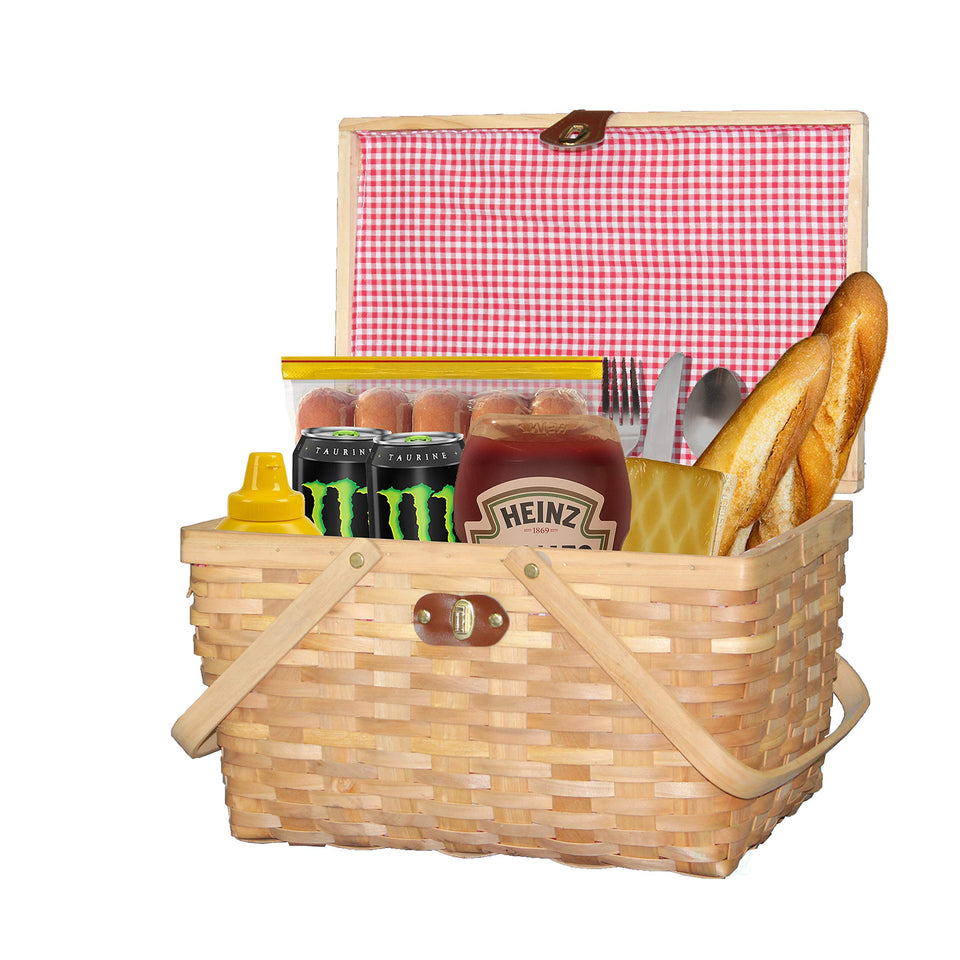 Vintiquwise Wickerwise picnic basket with lid for outdoor use and secure transport