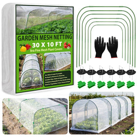 VIOBEPASS garden netting kit 10x30ft with hoops shields crops from pests while staying breathable.