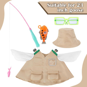 VioraWhite goose outfit with fishing rod accessory adds playful outdoor charm