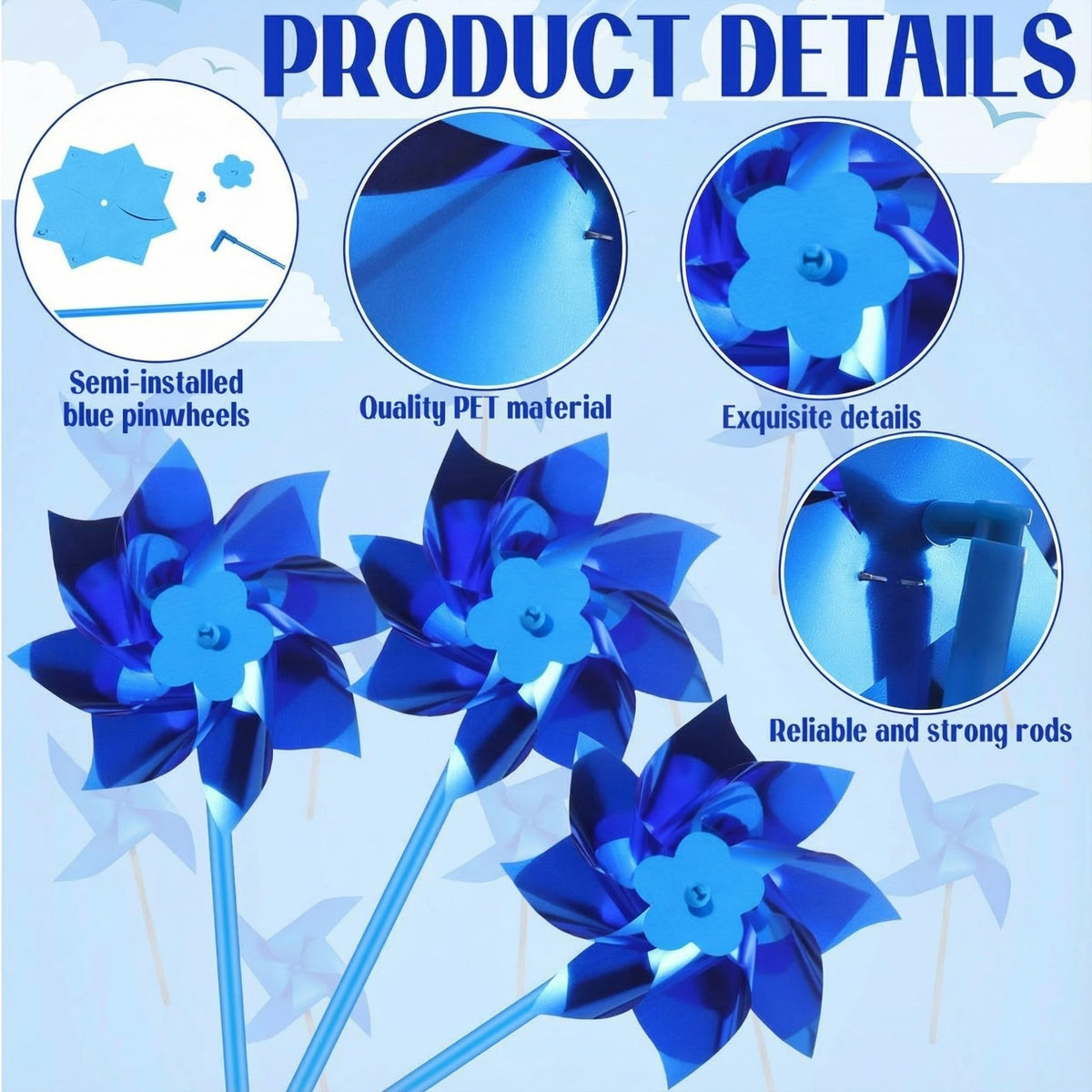 VioraWhite pinwheels 4-3 inch diameter create motion in yards