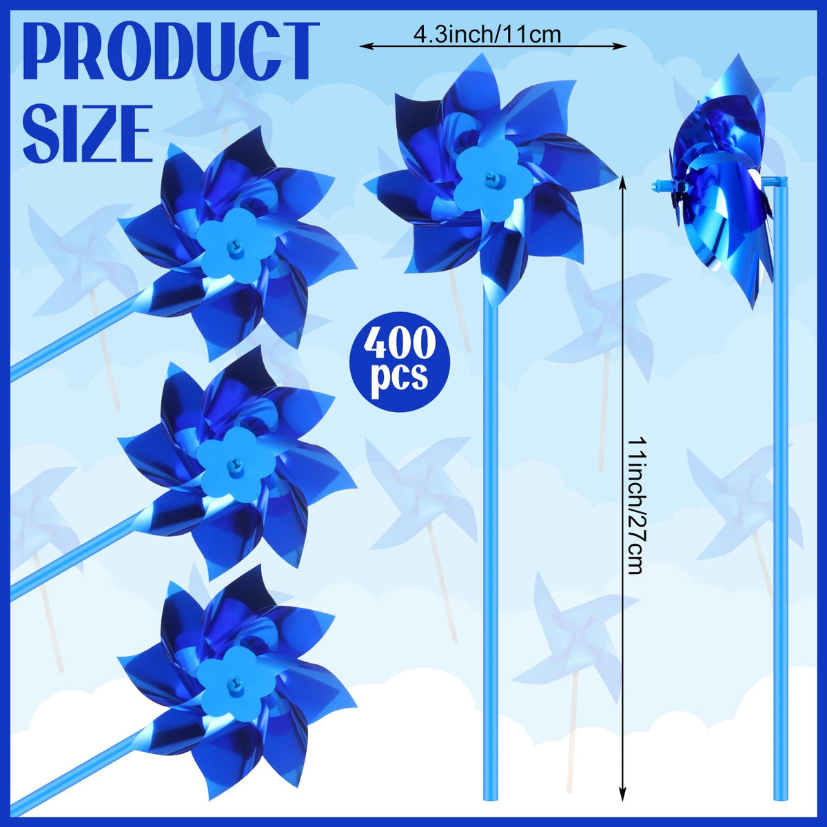 VioraWhite pinwheels with stakes ready for installation along pathways