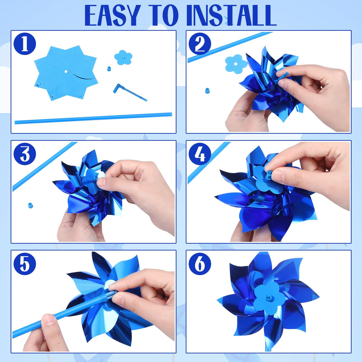 VioraWhite pinwheels with 11-inch sticks for sturdy outdoor setup