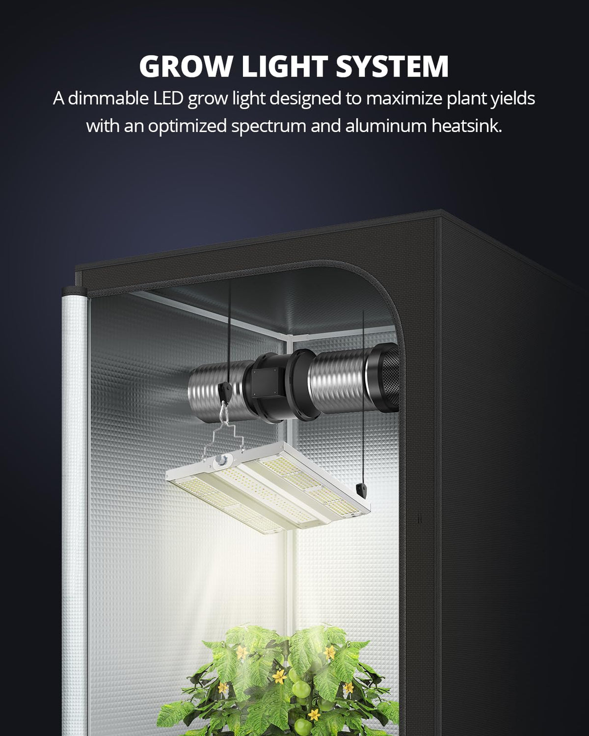 Indoor grow tent setup with VIPARSPECTRA XS1500 Pro lights.