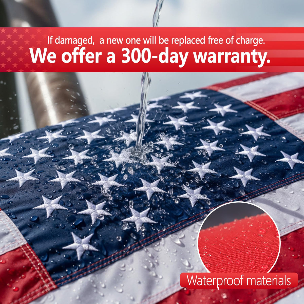 VIPMEN brass grommets provide sturdy, reliable mounting for outdoor flagpoles.