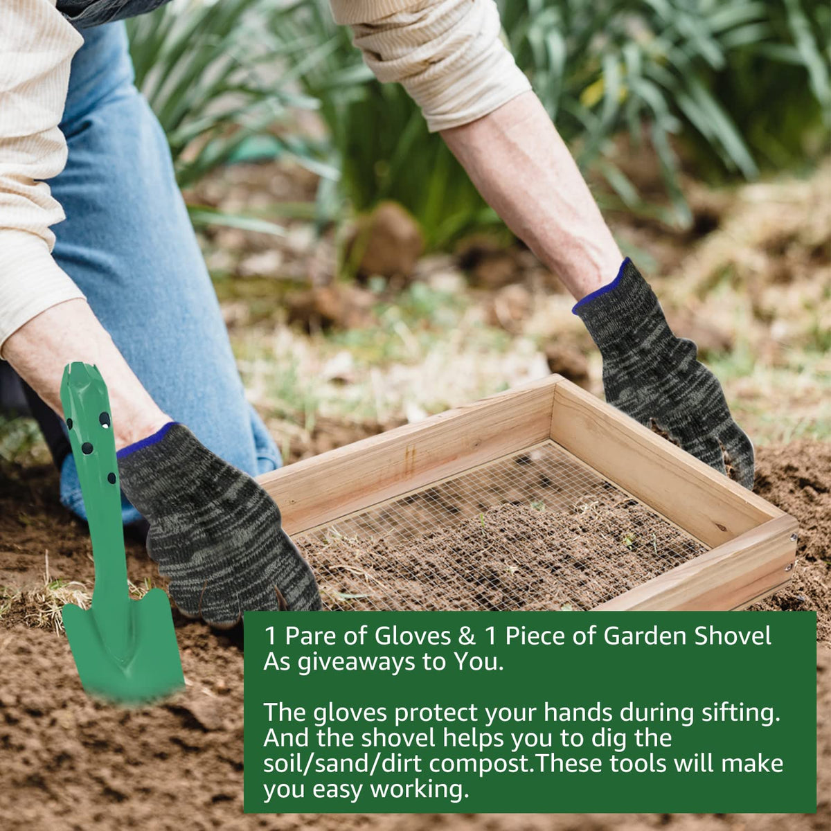 VIPMORE Soil Sifter ergonomic design for comfortable handling during extended sessions.