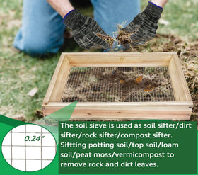 VIPMORE Soil Sifter in use over a bucket to separate fines.