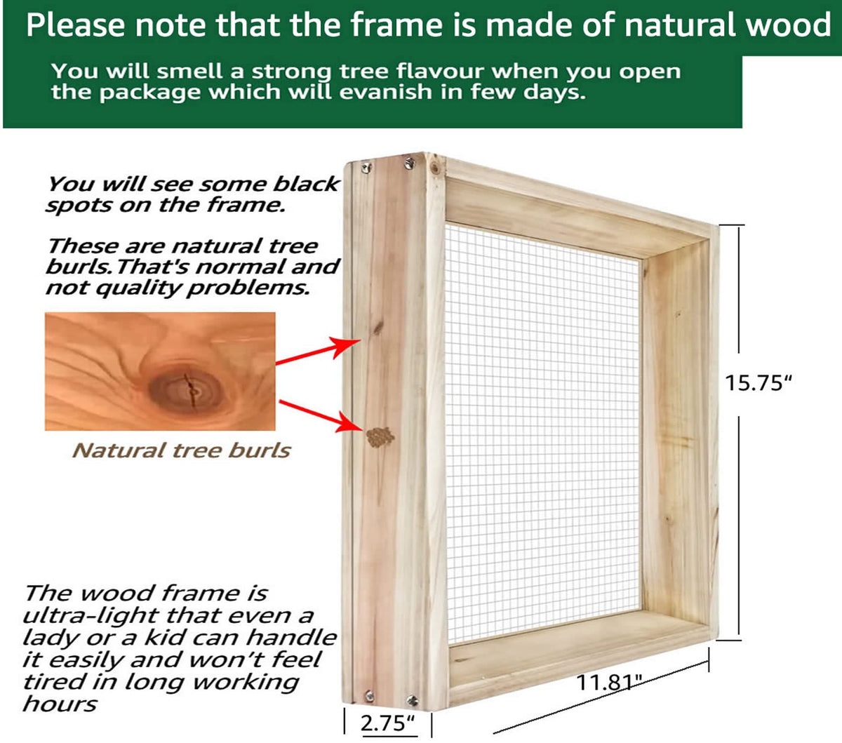 VIPMORE Soil Sifter mesh closeup showing fine 1/4 inch screen for rock free soil.
