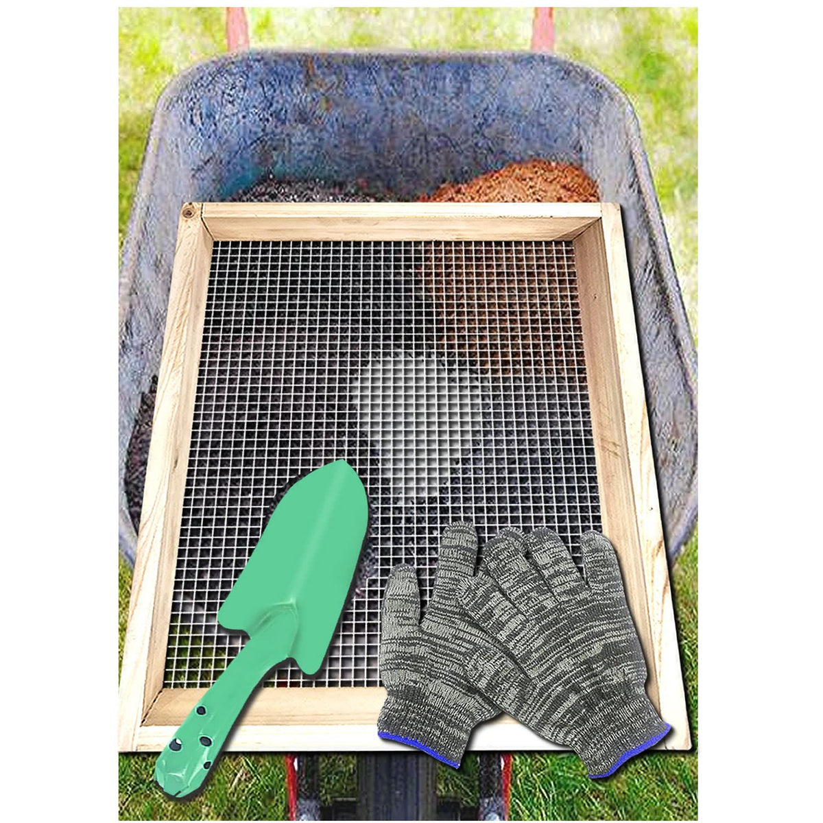 VIPMORE Soil Sifter wood frame overview for easy, lightweight soil screening.