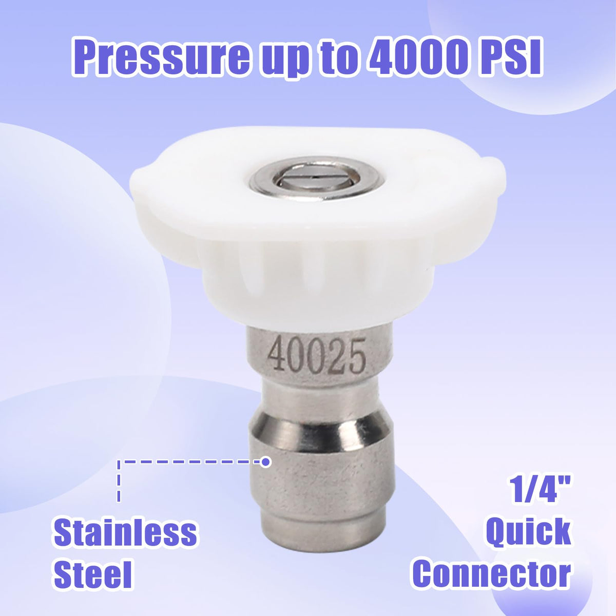 VIPRUSH stainless-steel core nozzle for durability and rust resistance