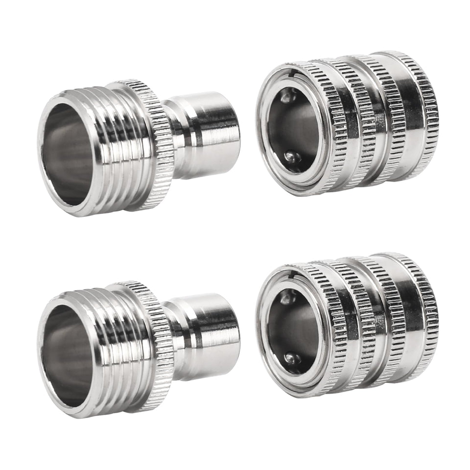 VIPRUSH stainless steel quick connect set shown for durable outdoor use.