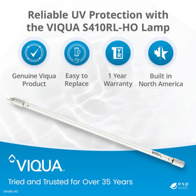 Closeup of VIQUA S410RL-HO lamp highlighting compact, high-output design.
