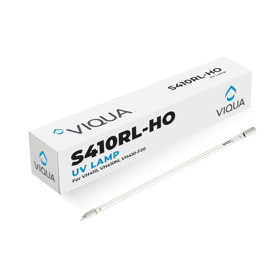 VIQUA S410RL-HO UV lamp packaging clearly labeled for VH410 installation.
