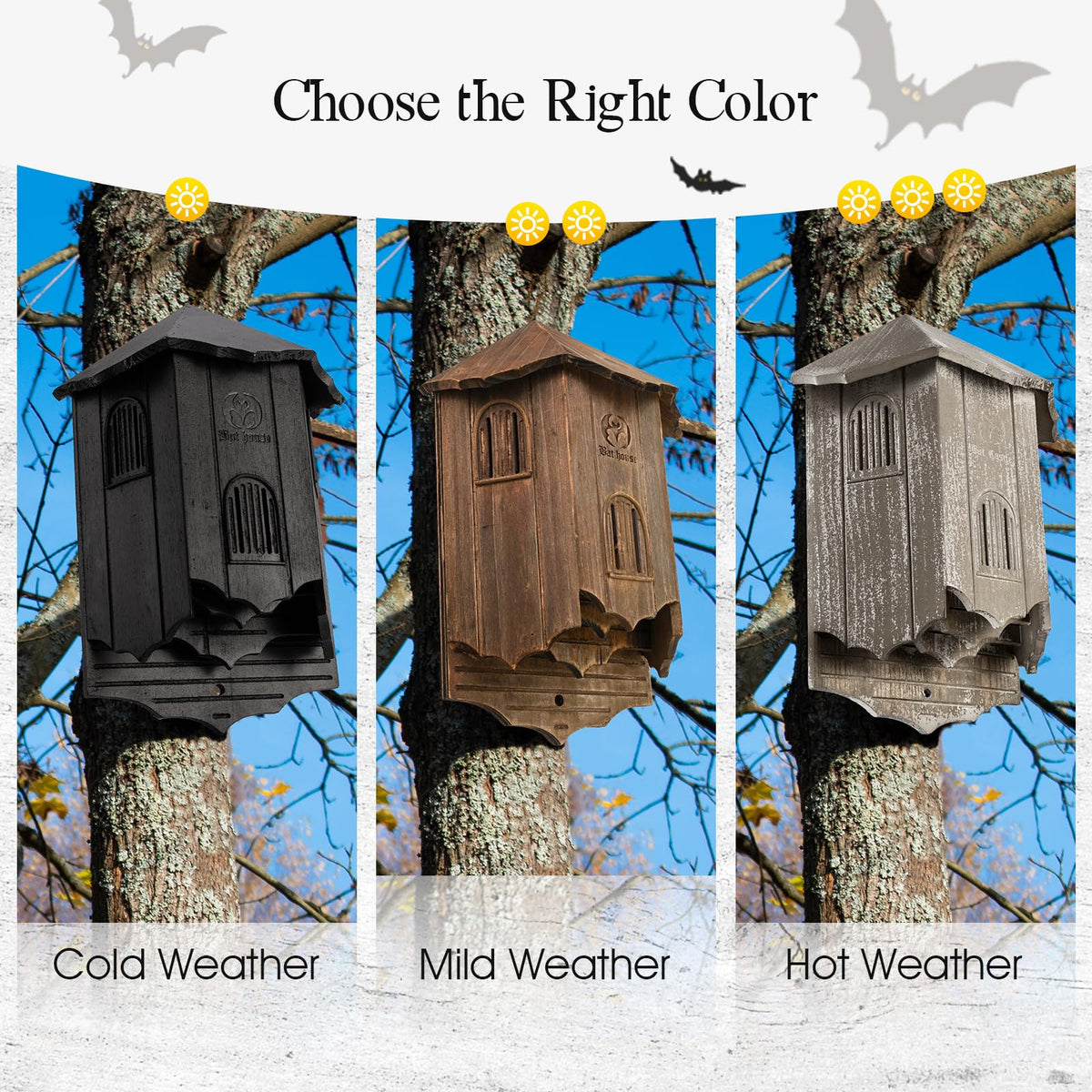VIREESR bat house with easy to hang hardware