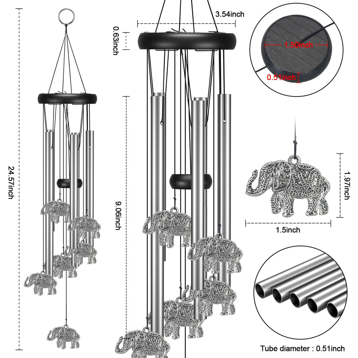Virekm premium-materials windchime resists weathering for lasting outdoor decor.