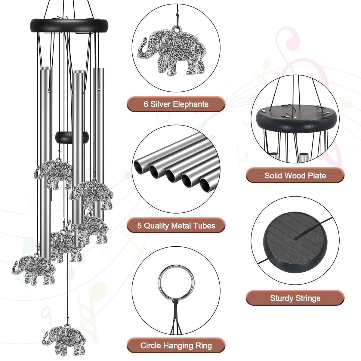 Virekm easy-hang windchime is eye-catching in any outdoor corner.