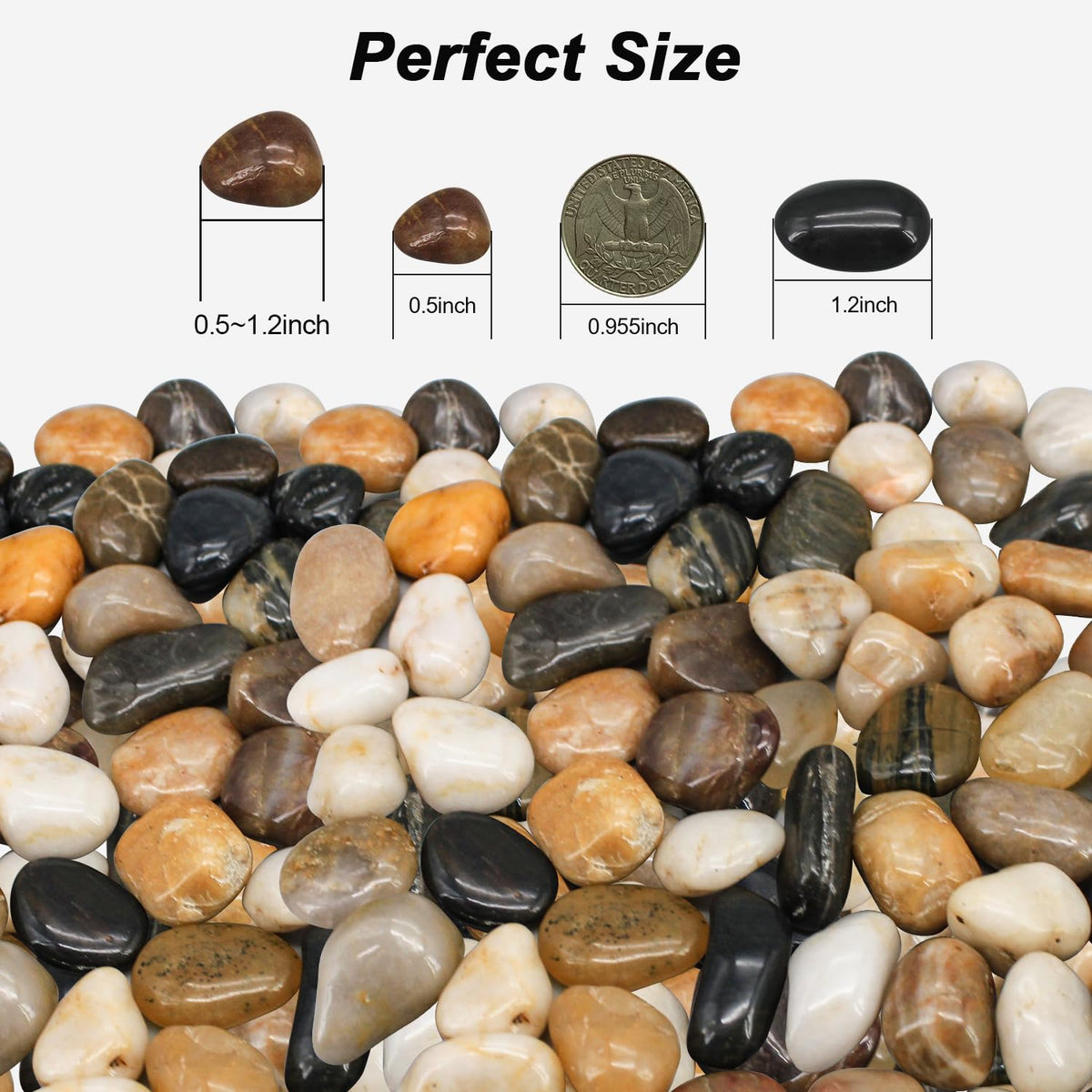 Virekm river rocks in varied colors add texture to vases and planters