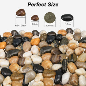 Virekm river rocks in varied colors add texture to vases and planters