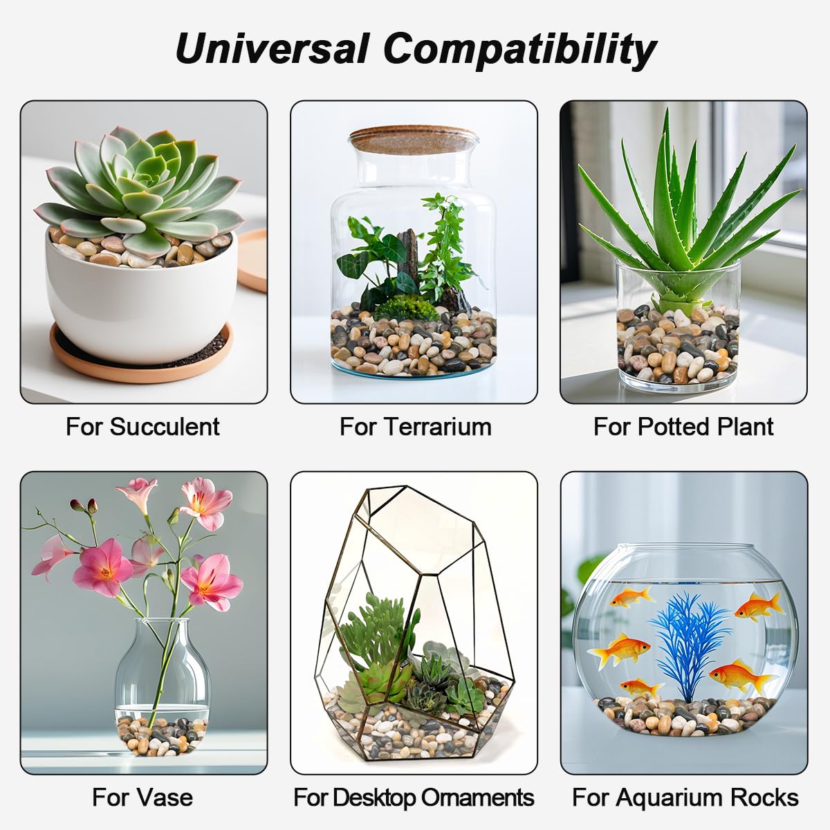 Virekm succulent planter accents using smooth stones for stylish interiors