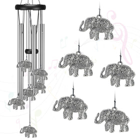 Virekm windchime outdoors with elephant motif creates a calming garden ambiance for patios.