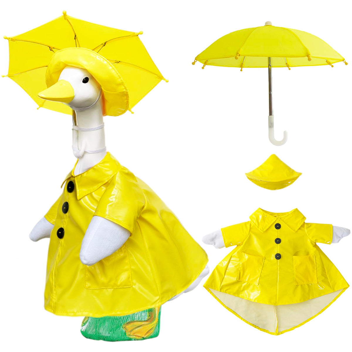 VireoSpire porch goose outfit on a 23 inch statue enhances outdoor charm