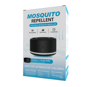 Backyard camping scenario with Virine mosquito repeller nearby