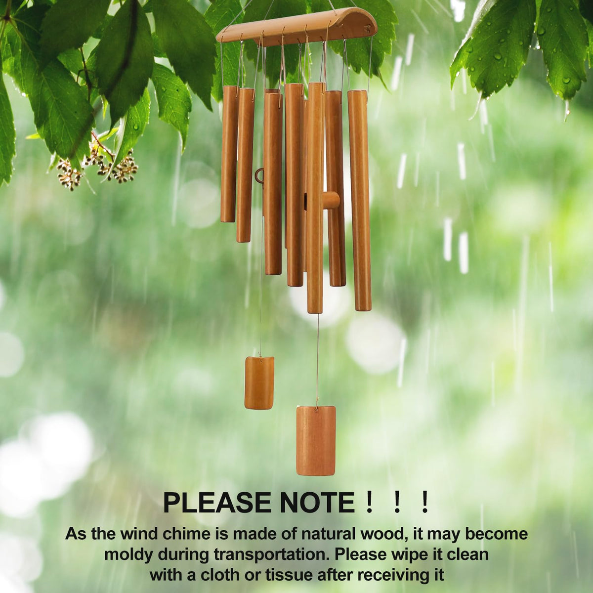 Virekm bamboo windchime design with handcrafted 10 tubes.