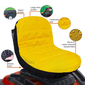 Virtionz seat cover on John Deere seat protecting upholstery.