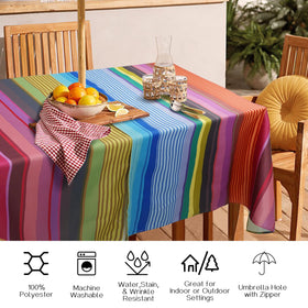 Virtumob machine-washable patio tablecloth for quick cleanup