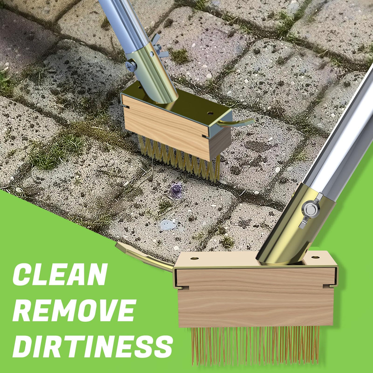 Viscogrip adjustable-handle weeding tool for comfortable reach across cracks and paths