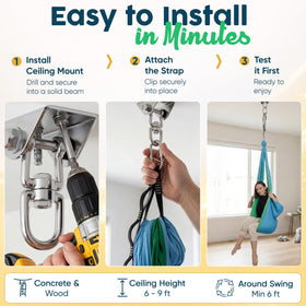 VISSE Sensory Swing installed indoors or outdoors for flexible use