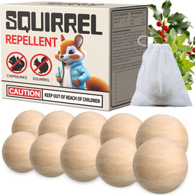 VistaNeoZ squirrel deterrent ball outdoors protects plants and planters from nibbling.