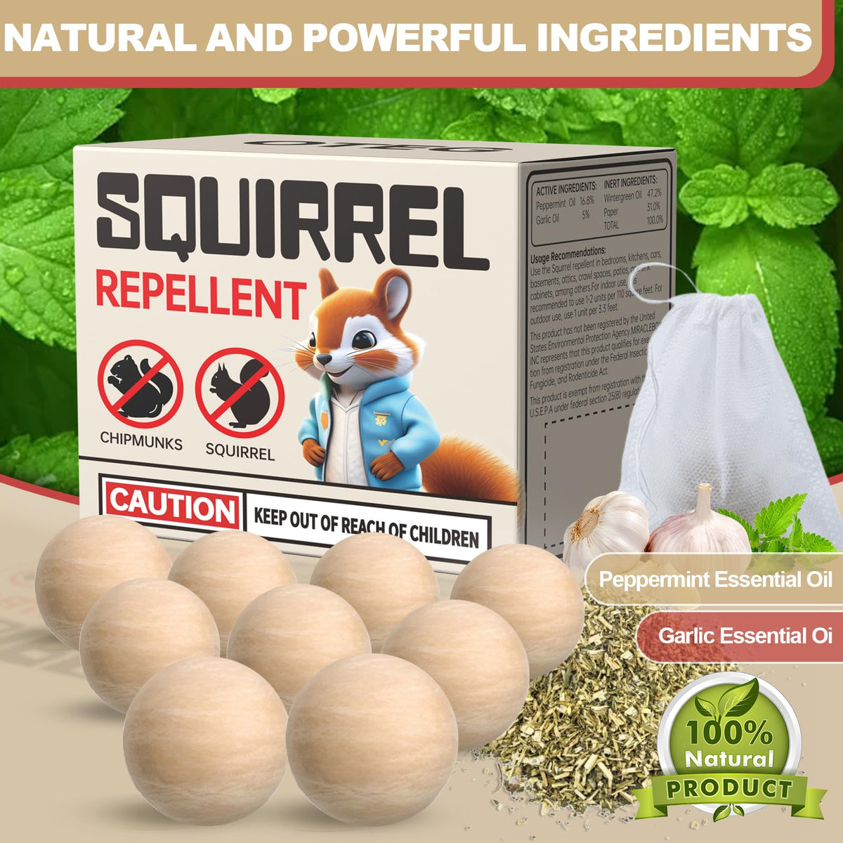 VistaNeoZ deterrent ball outdoors emits scent to deter squirrels across gardens.
