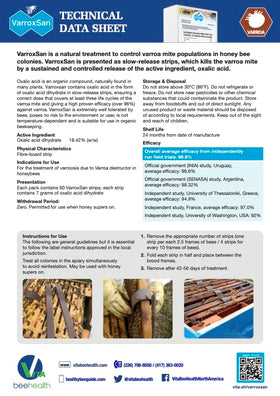 VITA BEEHEALTH Varroxsan quick‑start instructions for beekeepers