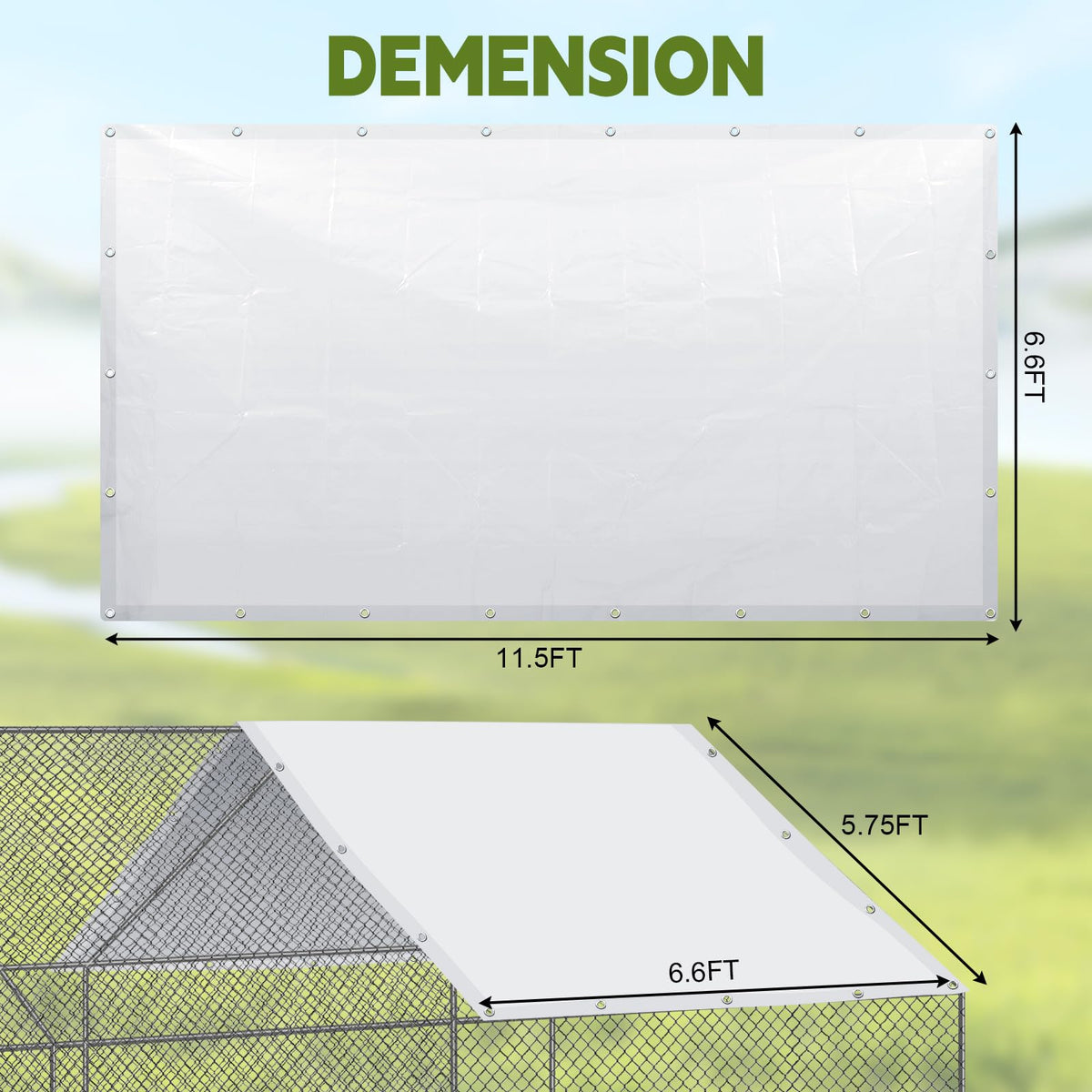 VitalCozy coop cover secured with bungees for windy days.