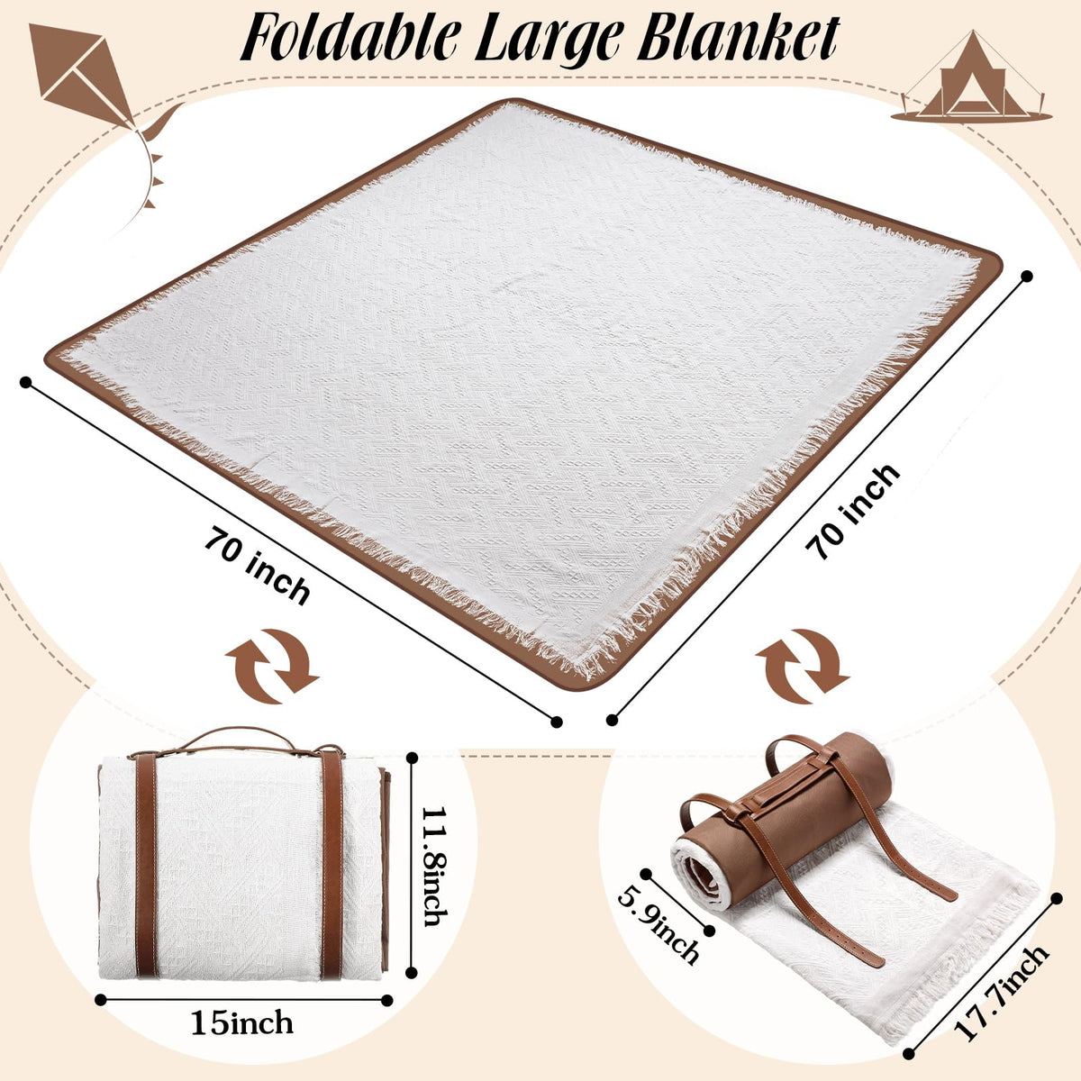 VitalCozy large outdoor blanket 71x71 provides ample space for family gatherings.