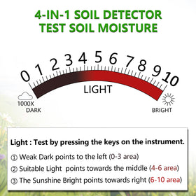 Soil reading in garden bed with Vitamicor tester showing moisture