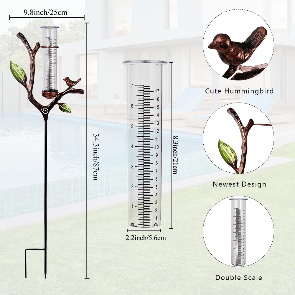 Viterlight 7-inch tube provides easy reading of rainfall amounts.