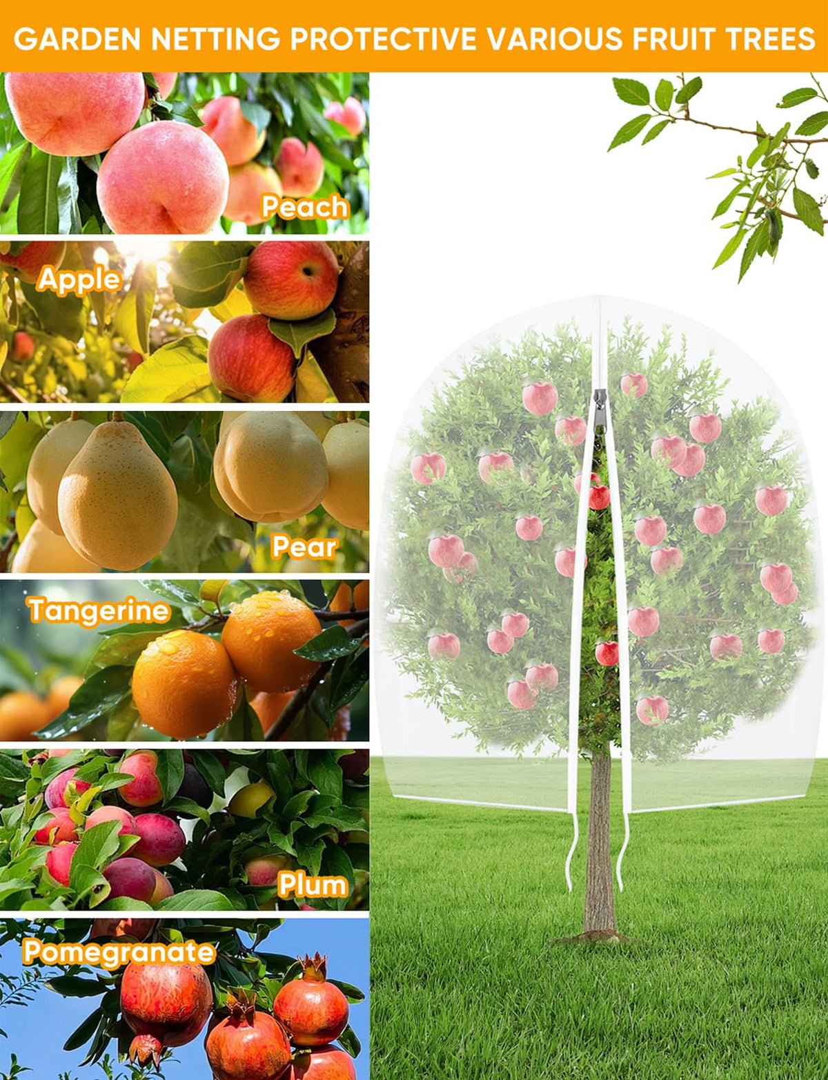 VITI fruit tree netting overview highlights durable PE material and airflow
